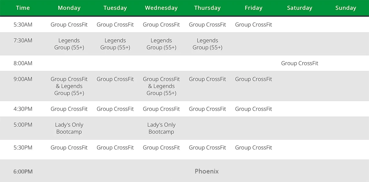 CrossFit MetroEast schedule